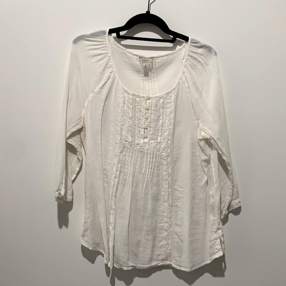 Boho style white cotton blouse